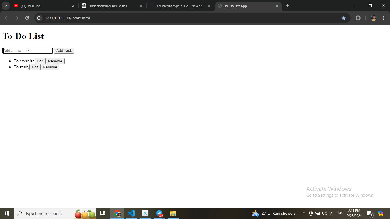 To Do List Application